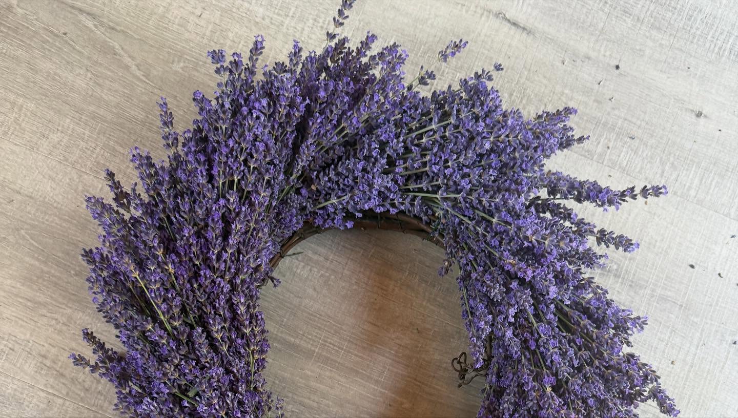 lavender flower wreath Wreath – Among the Trees Botanical Lavender Farm