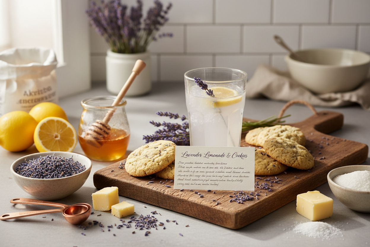 lavendar recipes, showing the recipe with some culinary stuff